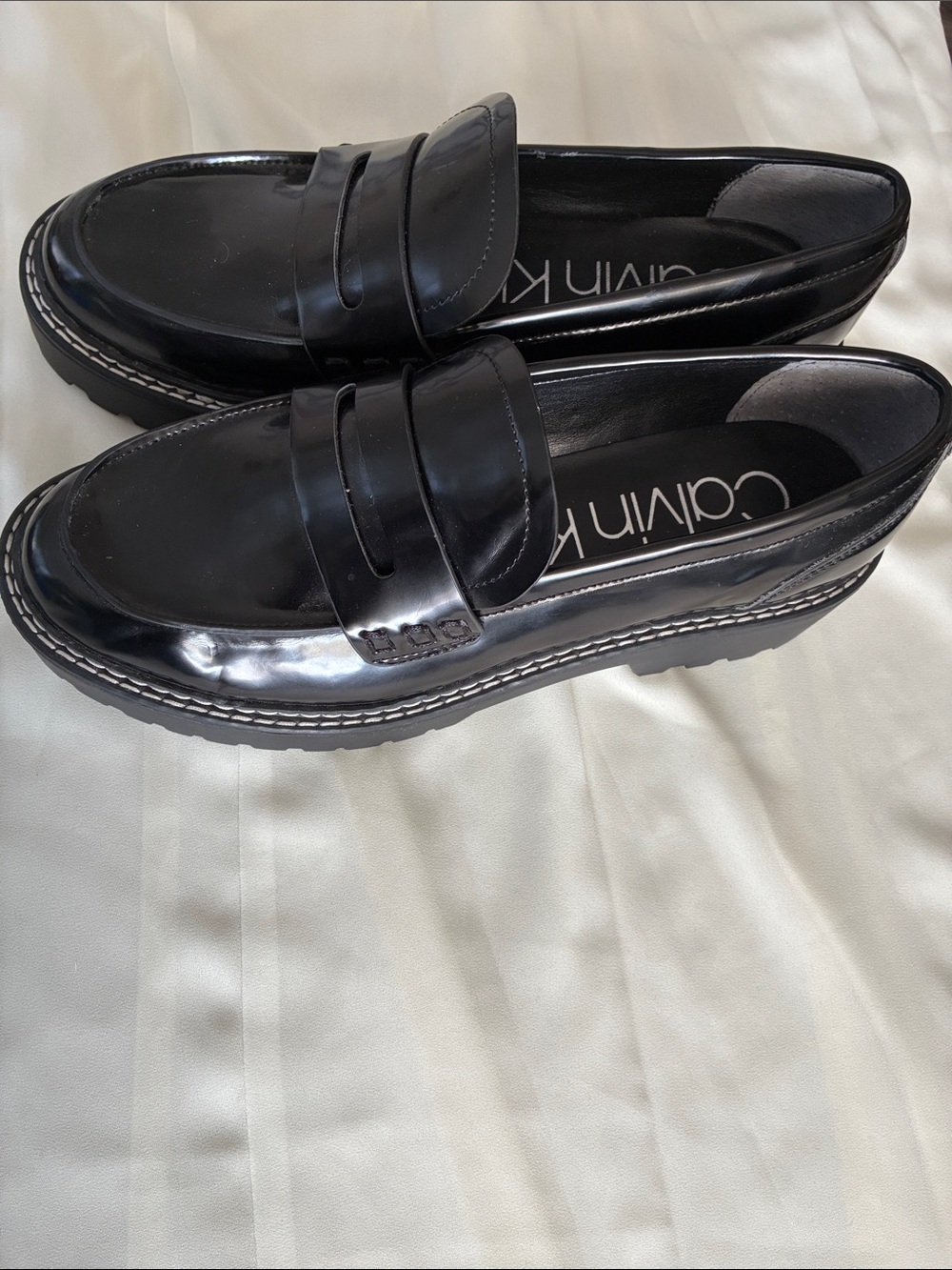 Calvin Klein Black Patent Leather Penny Loafers